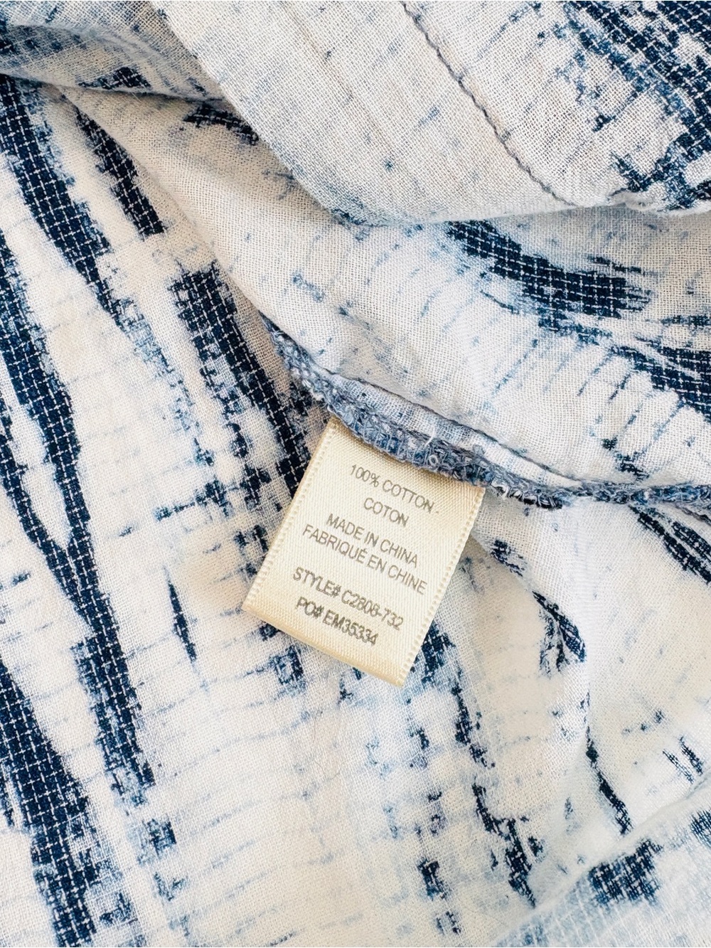 Cloth & Stone Blue White Abstract Print Button Down Shirt Sz S Boho Beach - Picture 4 of 6